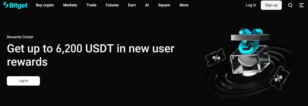 Bitget welcome pack dashboard showing tiered USDT bonus credits and milestone progress
