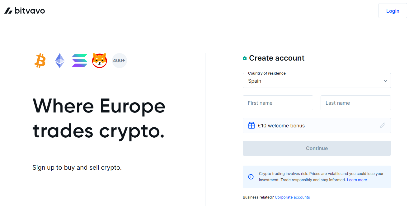Bitvavo bonus claim screen Bitvavo bonus dashboard showing the €10 welcome credit and €10,000 fee-free trading progress