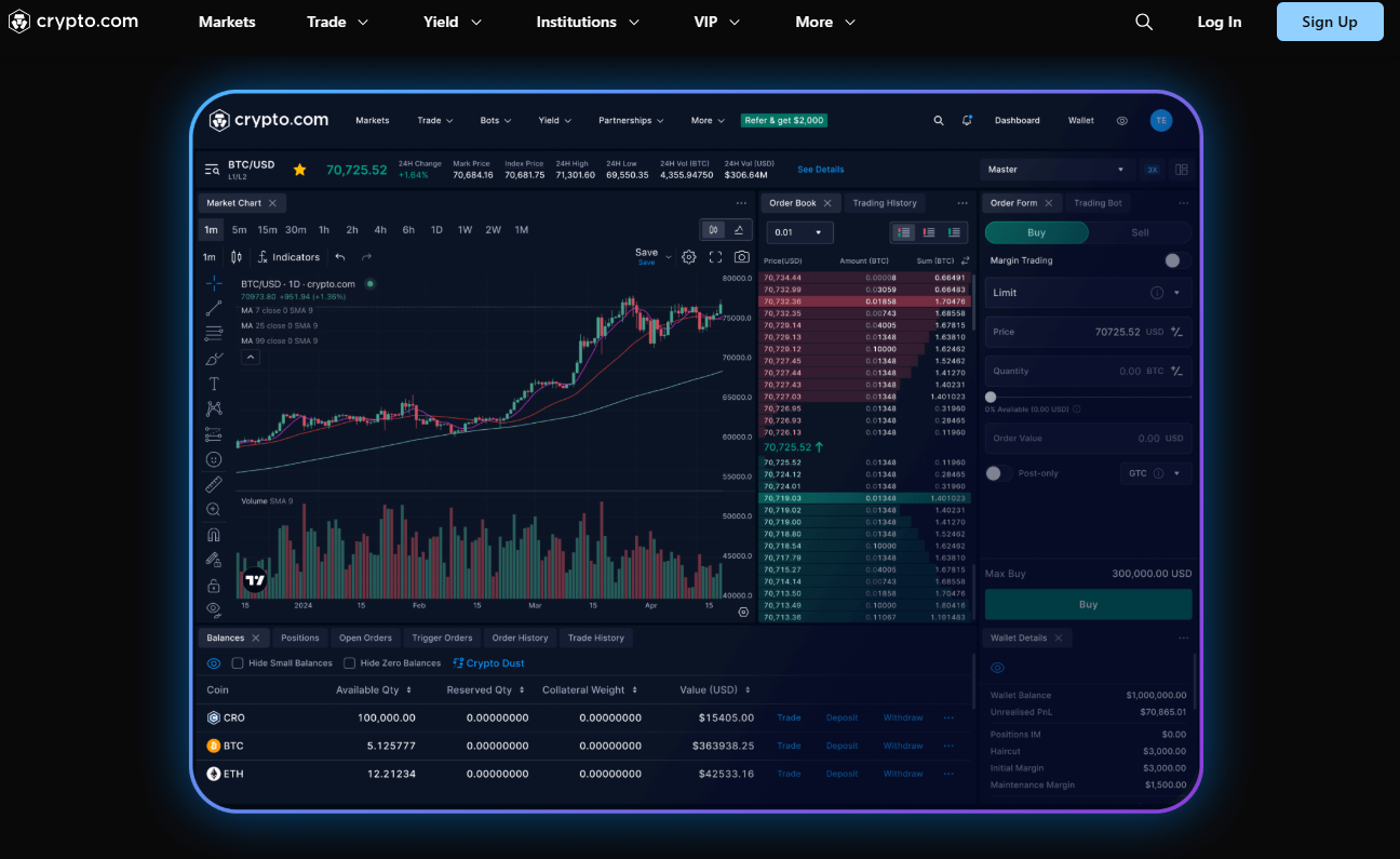 Crypto.com App and Exchange comparison Side-by-side comparison of the Crypto.com App mobile interface and the Crypto.com Exchange web platform