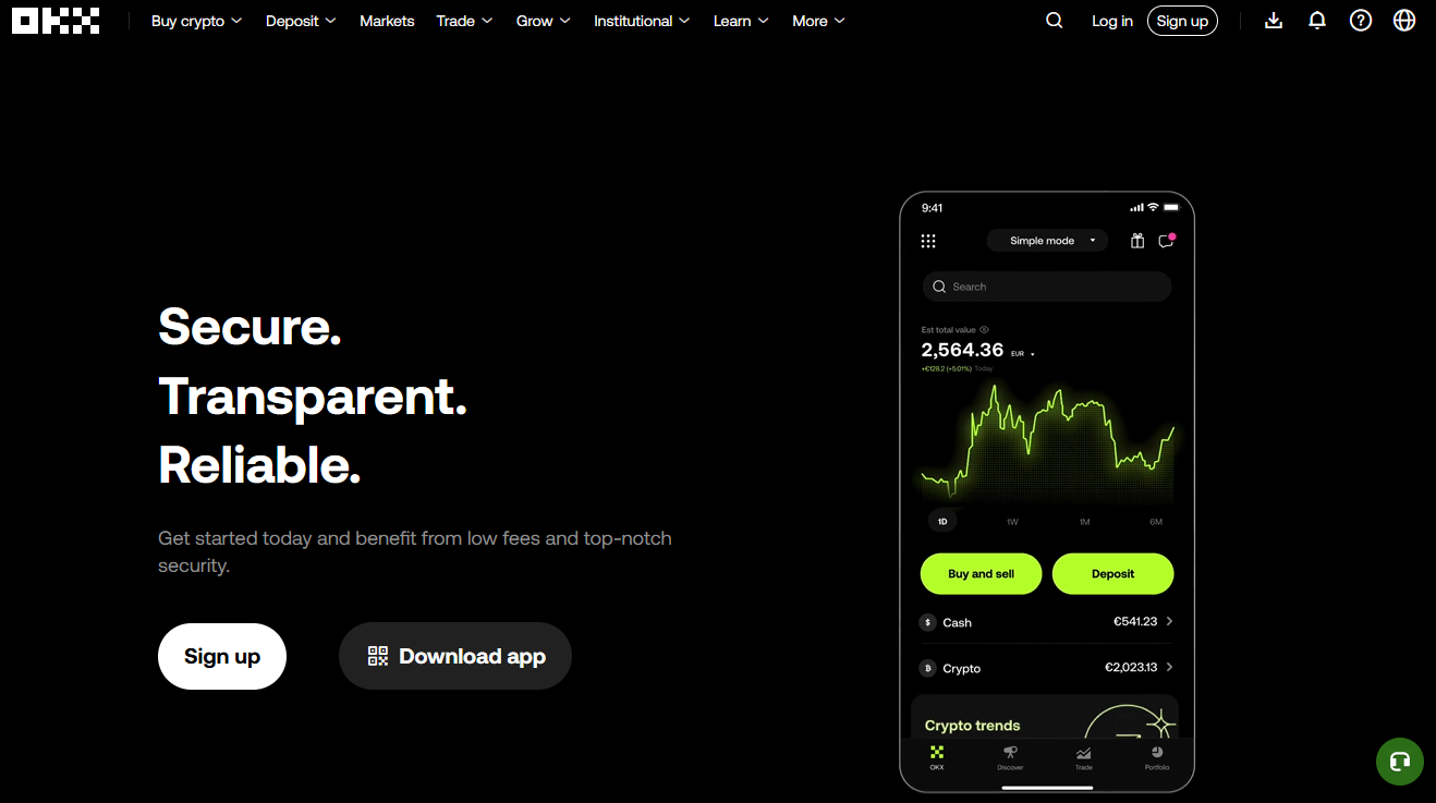 OKX trading interface showing spot, futures, X-Perps, and Earn products